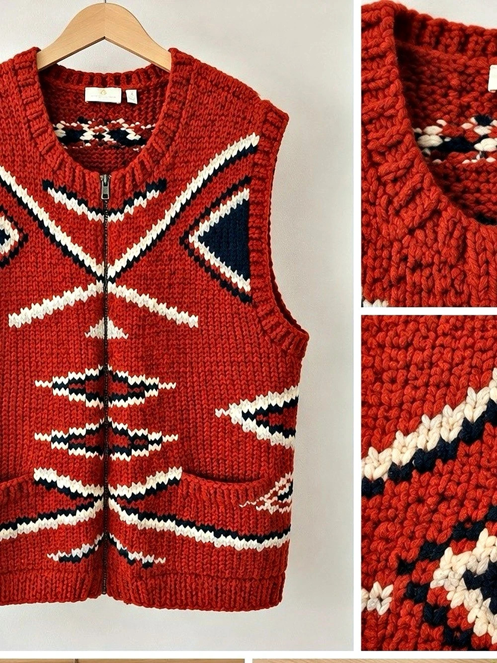 Banana Republic BR Archives Trekking Sweater Vest Red & Navy XL